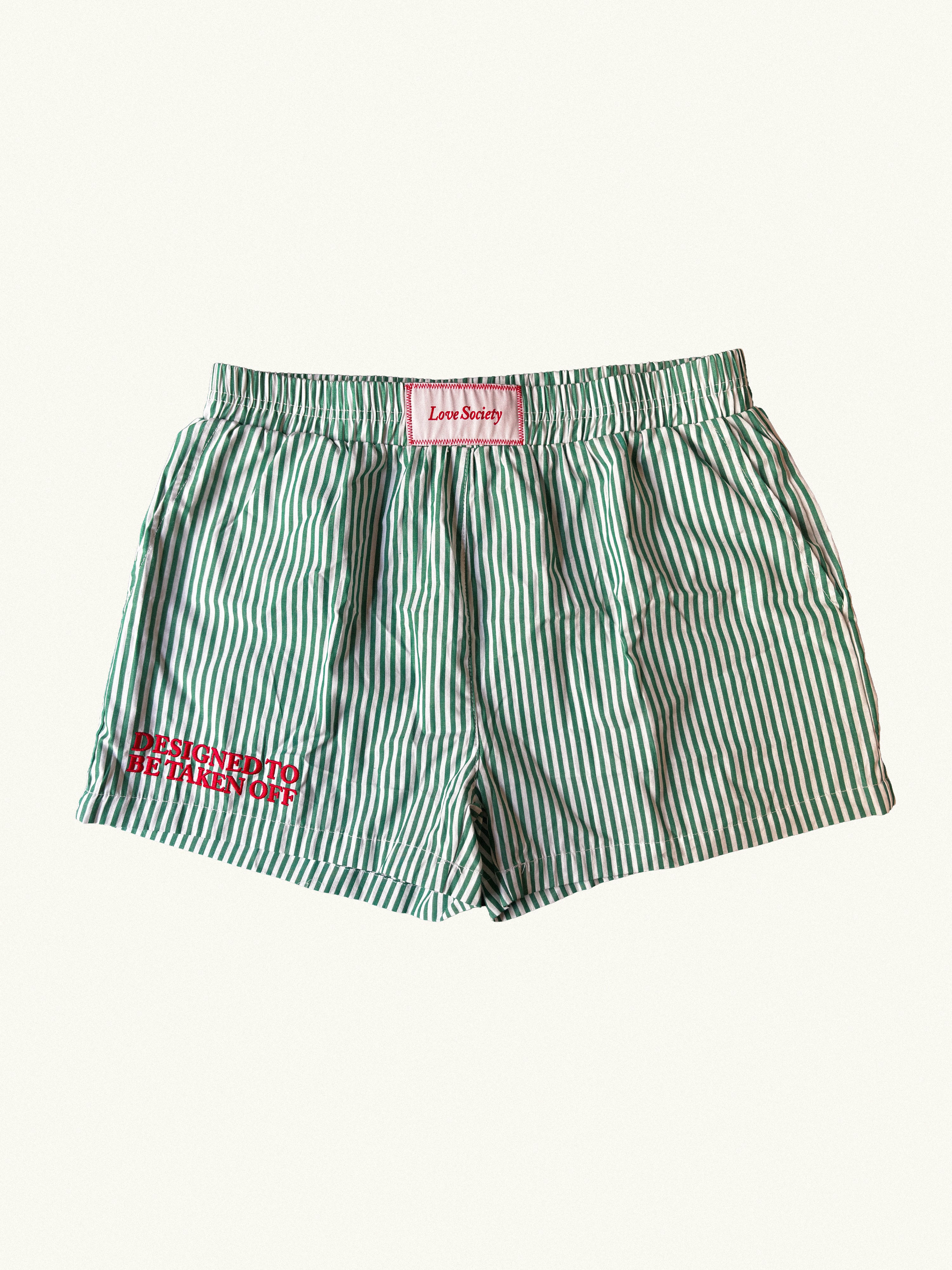 Green Striped Shorts