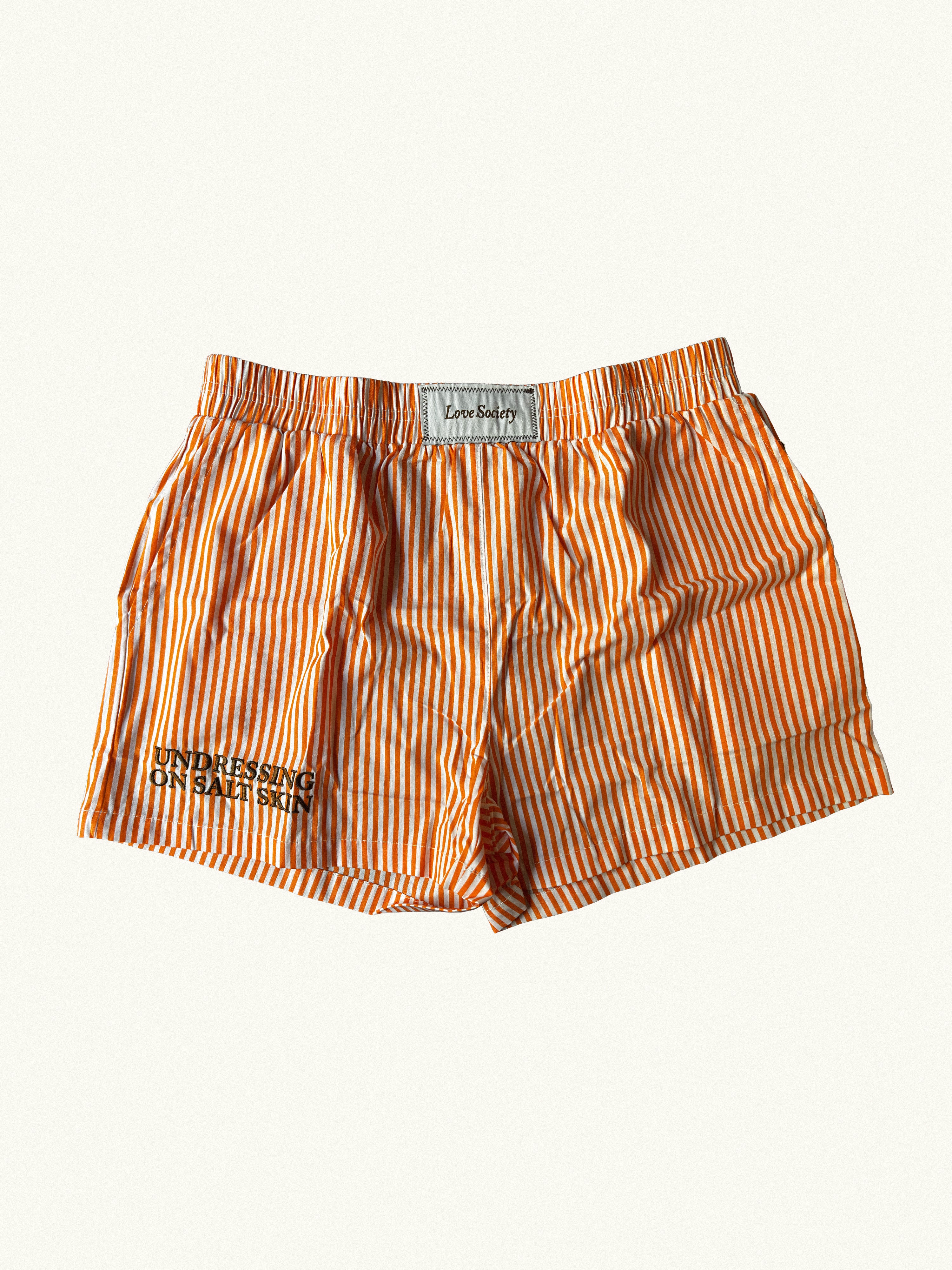 Orange Striped Shorts