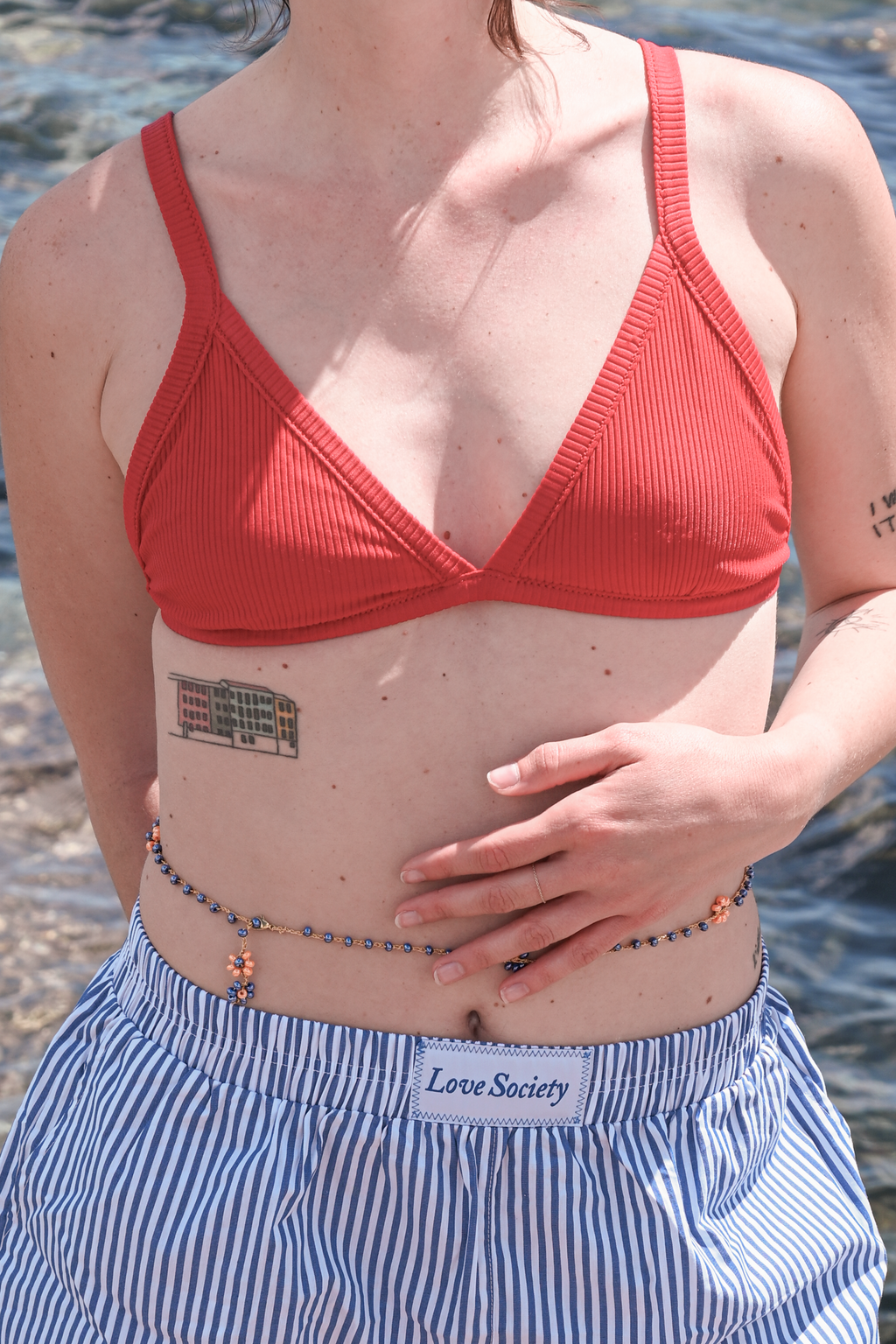 Blue striped shorts + Blue "Panciana"