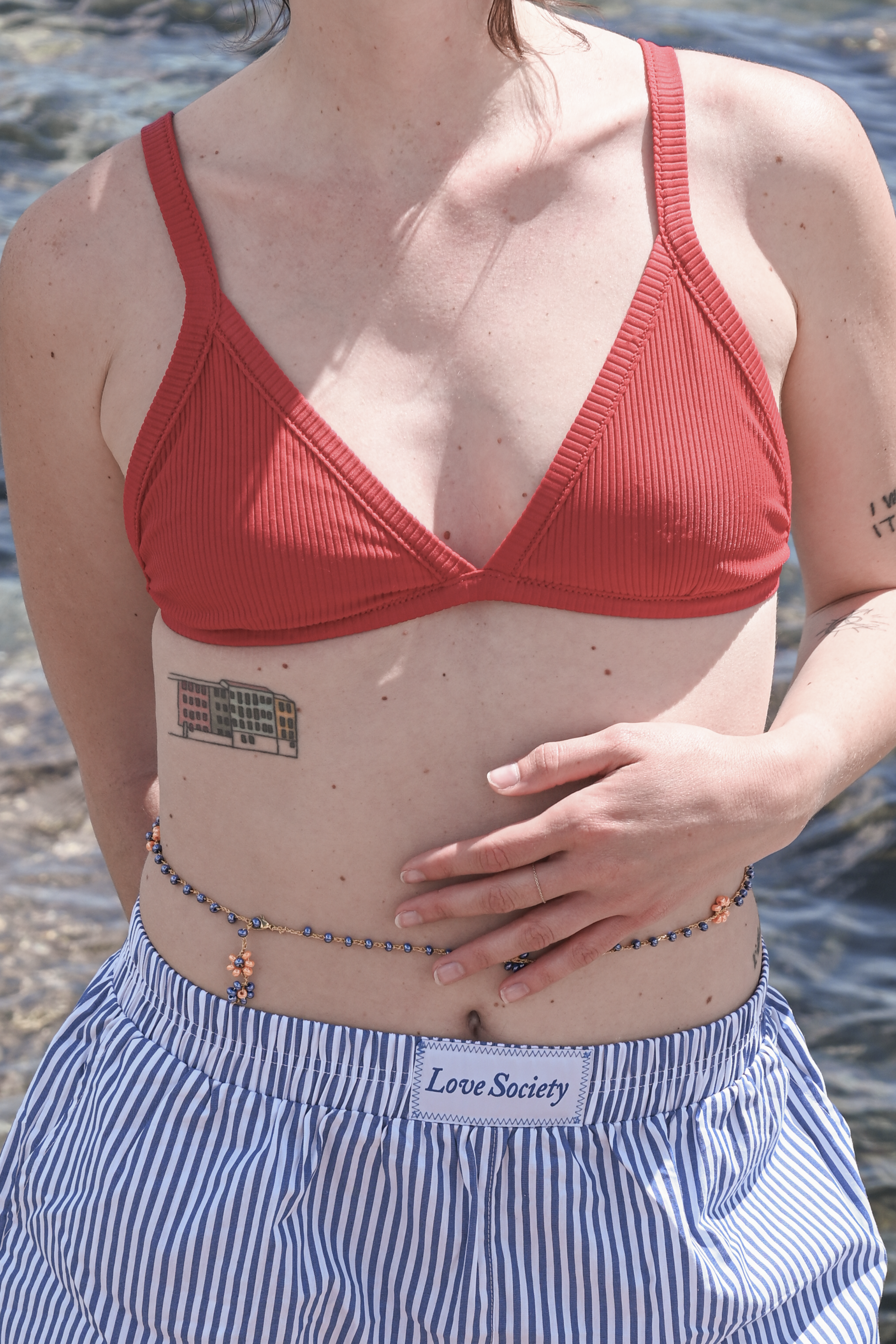 Blue striped shorts + Blue "Panciana"