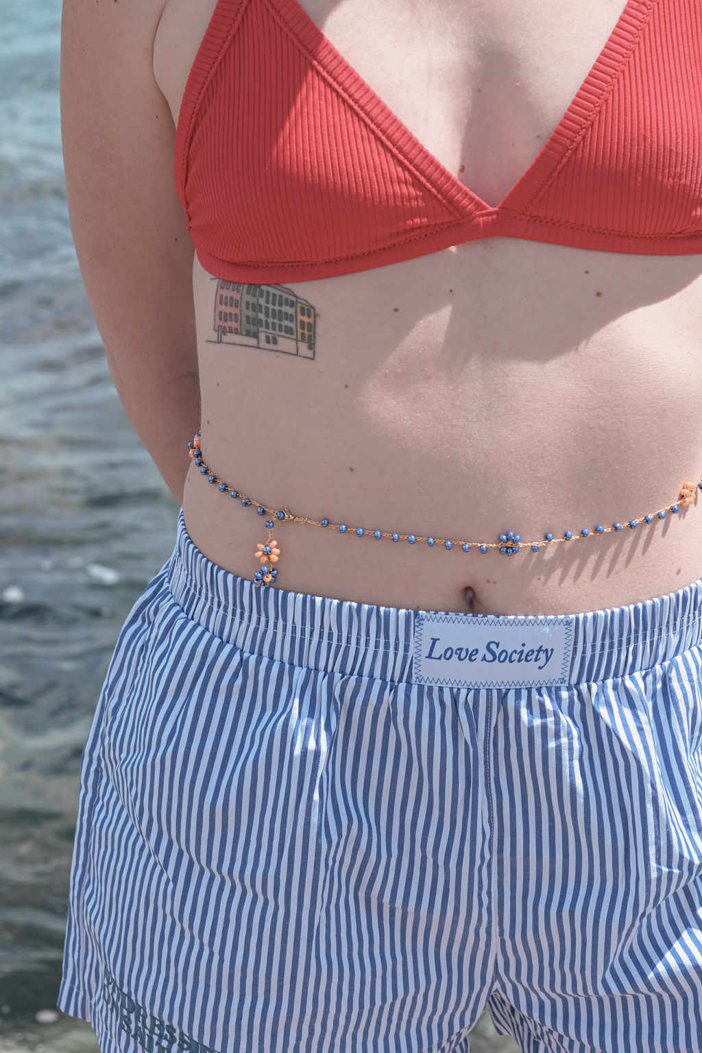 Blue striped shorts + Blue "Panciana"