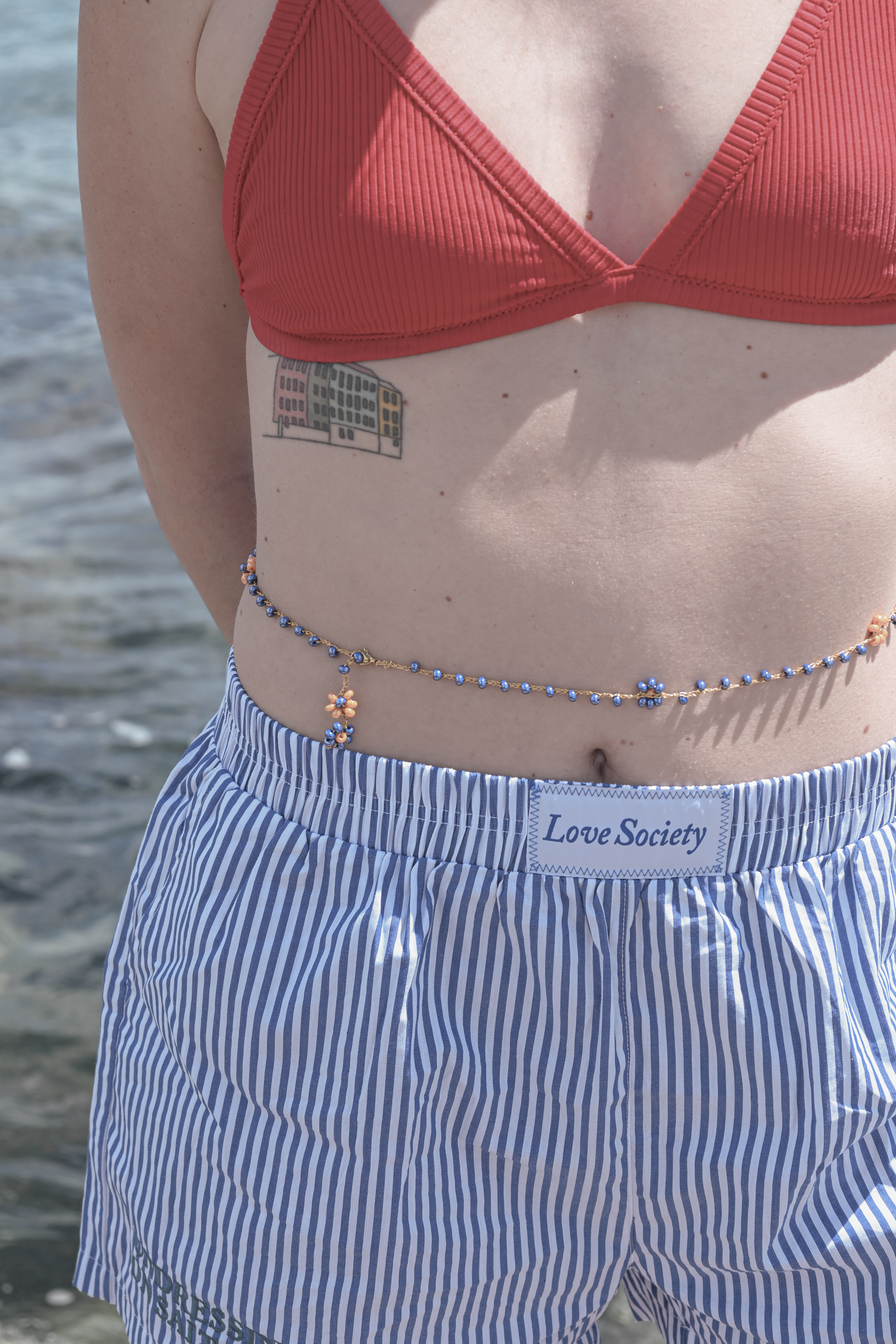 Blue striped shorts + Blue "Panciana"